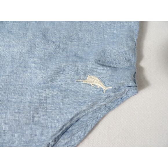 Tommy Bahama XXL Mens Shirt Linen Blue Striped Button Up Casual Vacay Long Sleev - Picture 11 of 13